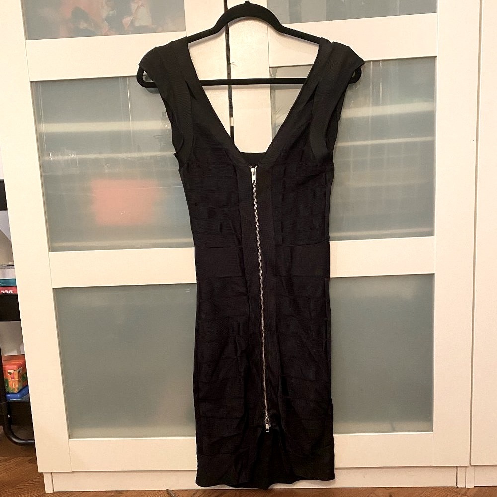 French Connection Zip Up Bandage Dress With Cutout